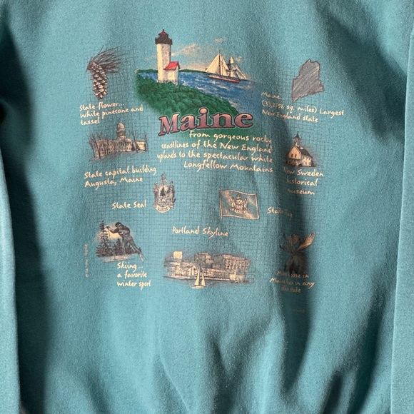 Vintage Hanes Teal Maine Scenic Sweatshirt